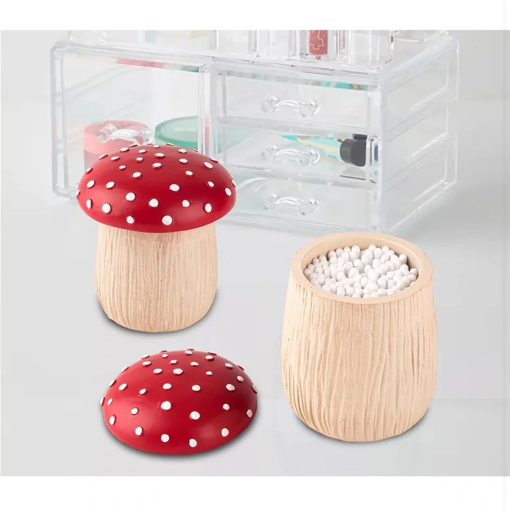 Mushroom Canister - Cottonball or QTip Holder, NWOT